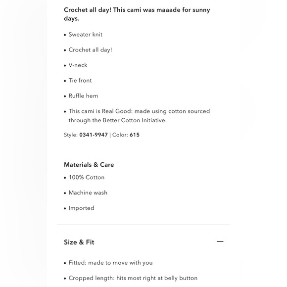 Women’s American Eagle Crochet Tie Front Cami Crop Tank Top Boho Festival XS - Picture 16 of 16